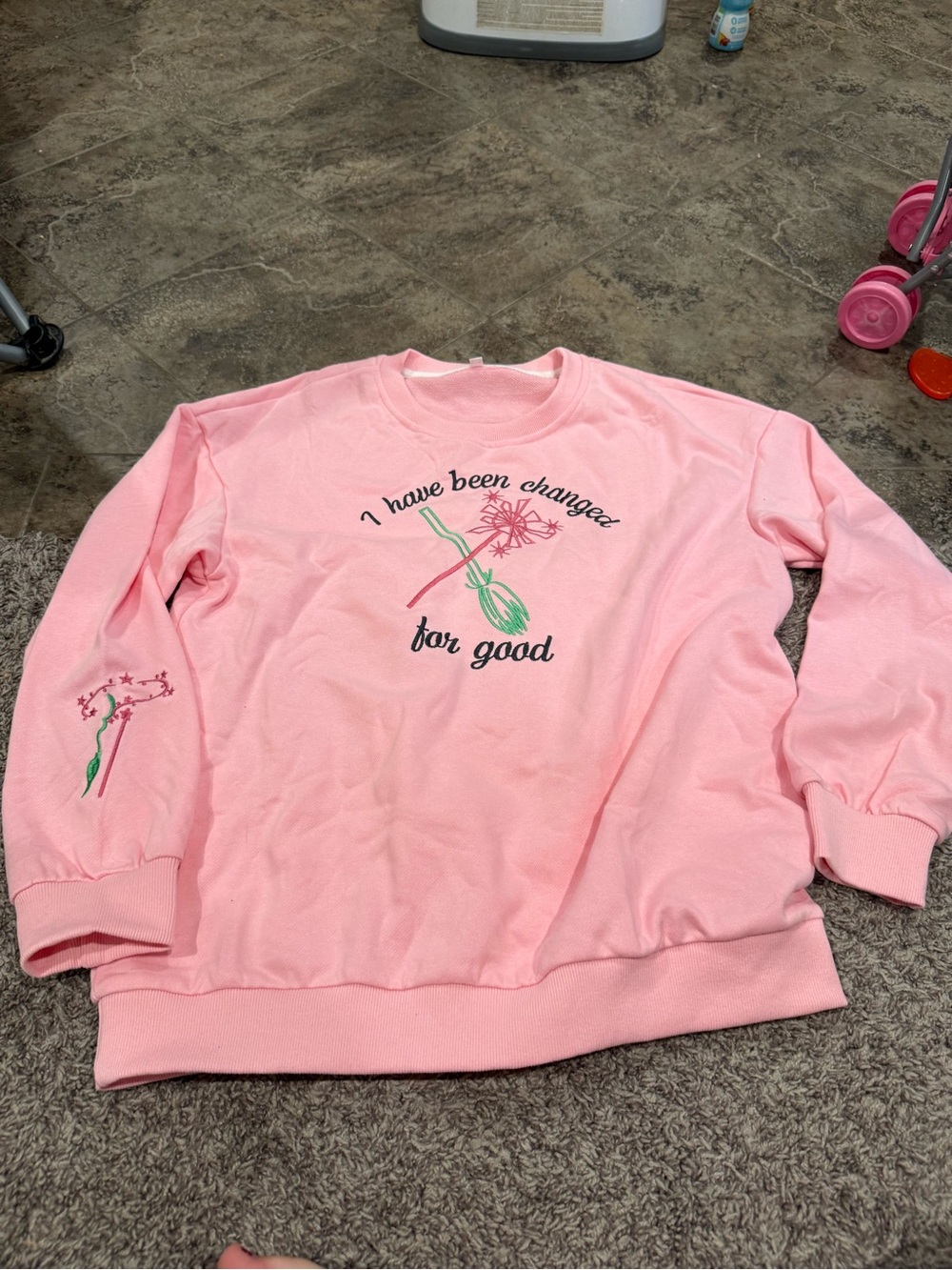 🐻NWOT Pink Floral Wicked Graphic Sweatshirt - I have been changed for good